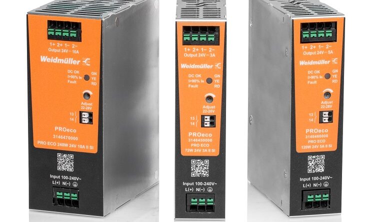 Prądy wyjściowe do 10 A przy 24 V DC – nowa seria PROeco2 od Weidmüller wyznacza nowy standard w obszarze zasilaczy. Ultrakompaktowa konstrukcja, wysoka sprawność oraz technologia przyłączeniowa SNAP IN pozwalają na wykonanie okablowania w kilka sekund, bez użycia narzędzi.